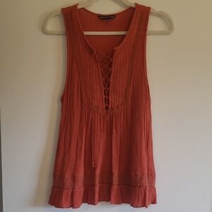 Women's Sleeveless Lace-Up Top - Rust